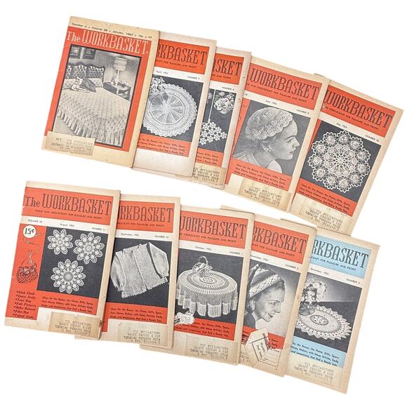 Unbranded Other - 🧶 Vintage The Workbasket Magazine Lot 10 Crochet Tatting Doily Patterns Bundle